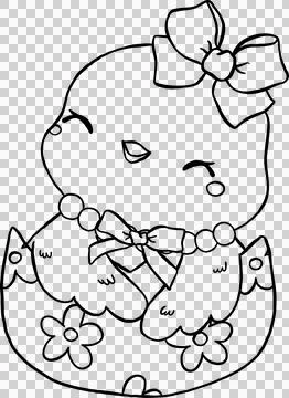 Happy Coquette Easter Chicken in Egg Outline Illustrazione stock