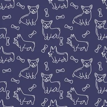 Happy corgi dogs pattern isolated vector illustration. Stock Illustration