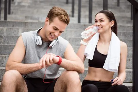 Happy couple after the training Stock Photos