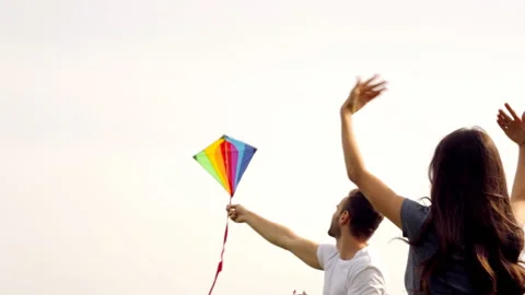 Happy couple and kite. Stock Footage 102092888