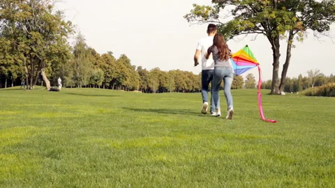 Happy couple and kite. Stock Footage 102093167