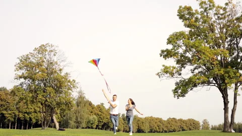 Happy couple and kite. Stock Footage 102343133