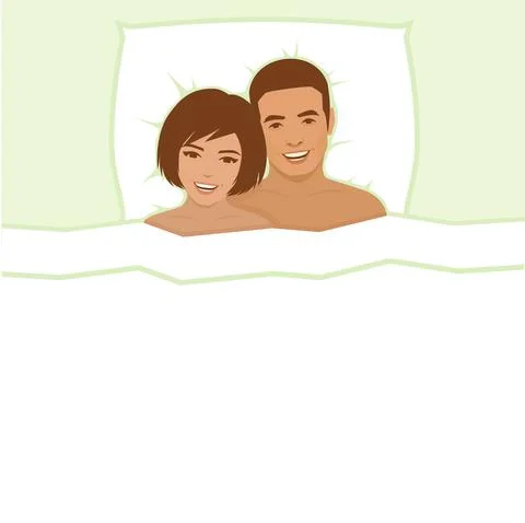 Happy couple in bed Stock Illustration