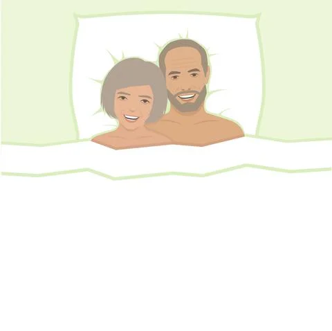 Happy couple in bed Stock Illustration