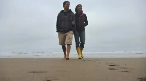 Happy Couple at Coast Stock Footage 12095952