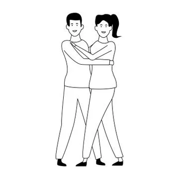 Happy couple dancing icon, flat design Ilustración de archivo