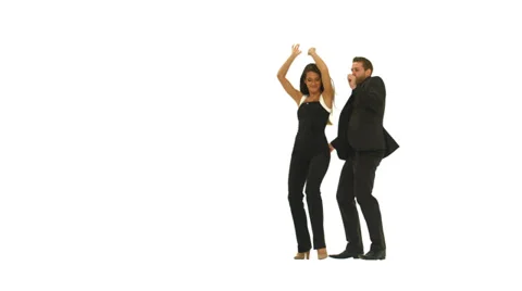 Happy couple dancing on white Stock Footage 39617647