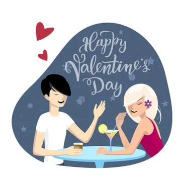 Happy couple on a date. Illustrazione stock