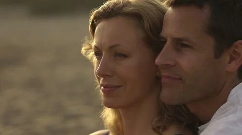 Happy couple embracing on beach. Stock Footage 43655148