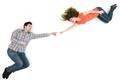 The happy couple gesture on the white background. View from above Photo