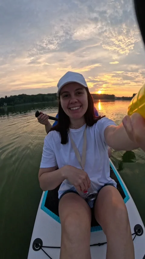 Happy couple having date on the supboard Stock Footage 264756672