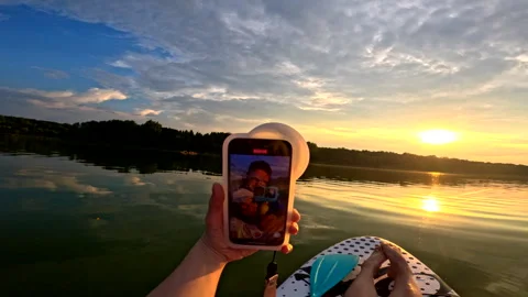 Happy couple having date on the supboard Stock Footage 264757903