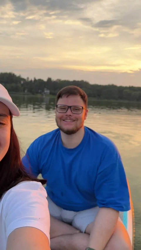 Happy couple having date on the supboard Stock Footage 265063294