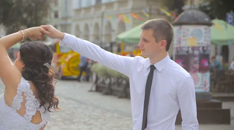 Happy Couple Having Fun Outdoors. Laughing Joyful Stock Footage 63910106