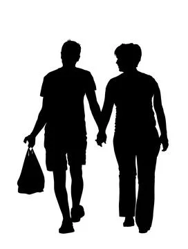 Happy couple hold hands vector silhouette illustration イラスト素材