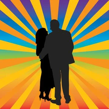 Happy couple hugging Stock Illustration