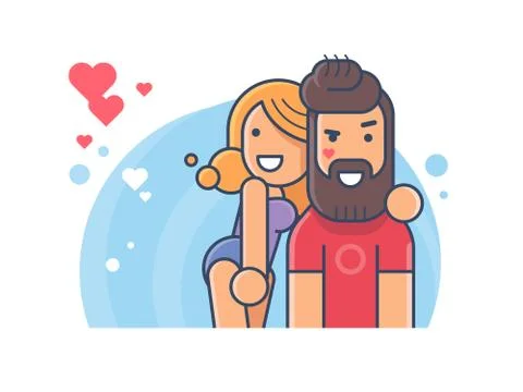 Happy couple in love Stock Illustration