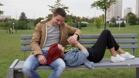 Happy couple of lovers holding hands Stock Footage 80721349