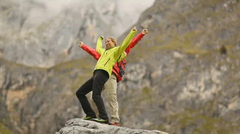 Happy couple on mountain Stock Footage 520380