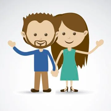 Happy couple over gray background vector illustration Ilustração Stock