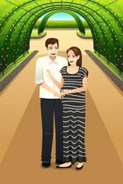 Happy Couple in the Park Illustrazione stock
