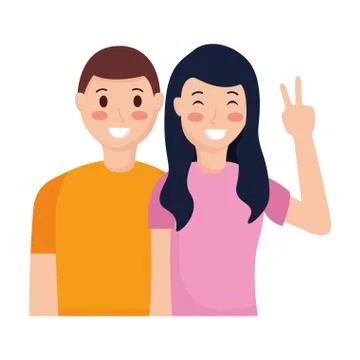 Happy couple posing Stock Illustration