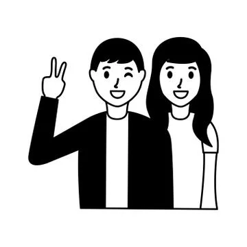 Happy couple posing Stock Illustration