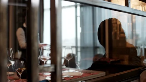 Happy couple in restaurant. Stock Footage 119381608