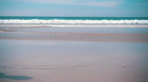 Happy Couple Running on Beach Stock Footage 55449358
