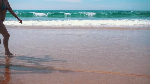 Happy Couple Running on Beach Stock Footage 55449462