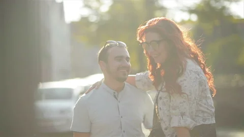 Happy Couple Spending Time Together At The Park. They Have A Lot of Fun Cuddling Stock Footage 101761716