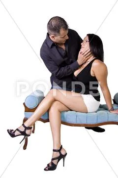 Happy couple standing up - white background Stock Photos