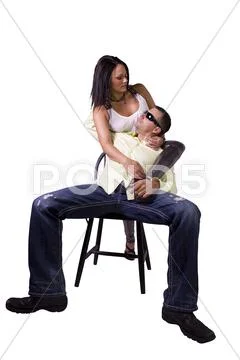 Happy couple standing up - white background Stock Photos