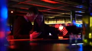 Happy Couple Taking Selfie In Bar, Having Fun Together, Youth Entertainment Stock Footage
