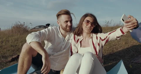 A happy couple taking a selfie Stock Footage 142287248