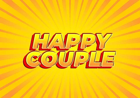 Happy couple. Text effect in 3D style with eye catching color Ilustração Stock