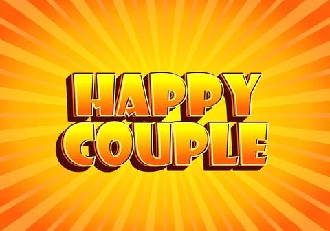 Happy couple. Text effect in 3D style with eye catching color Ilustração Stock