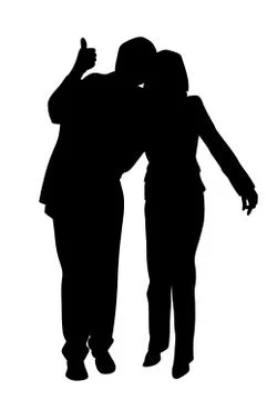 Happy couple with thumb up Stock Illustration