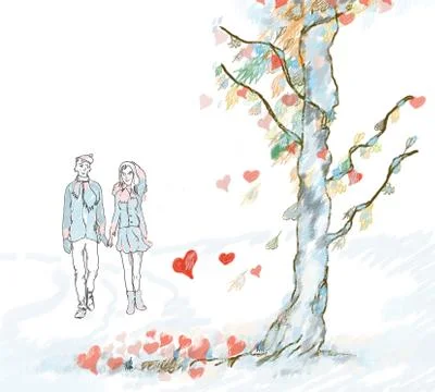 Happy Couple Walking Illustrazione stock