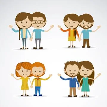 Happy couples over gray background vector illustration Ilustração Stock