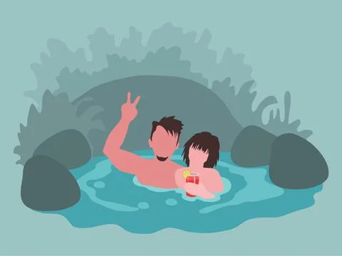 Happy Couples in a Pool Illustrazione stock