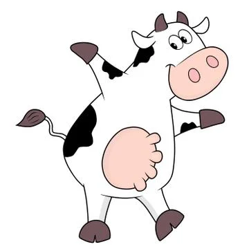 Happy cow dancing and with udders, cartoon character Stock Illustration