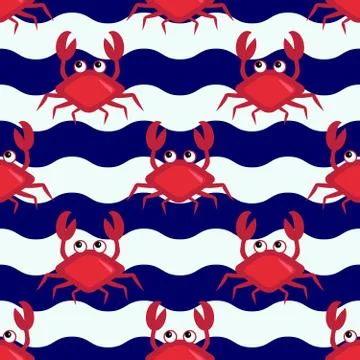 Happy crabs pattern Stock Illustration