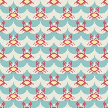 Happy crabs pattern Stock Illustration