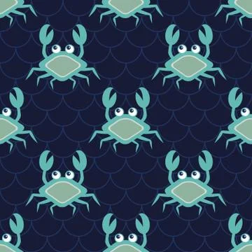 Happy crabs pattern Illustrazione stock