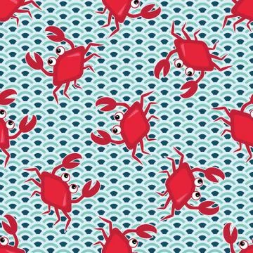 Happy crabs pattern Stock Illustration