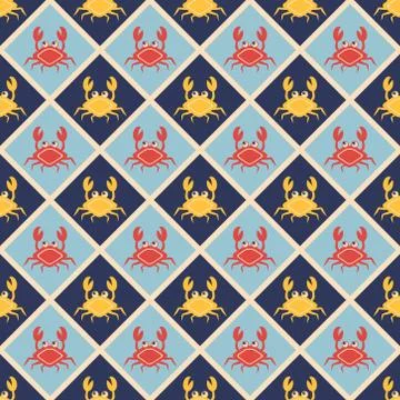 Happy crabs pattern Stock Illustration