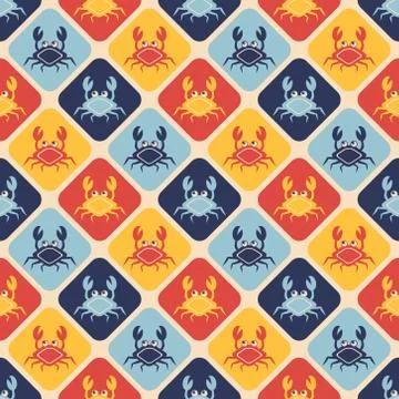 Happy crabs pattern Stock Illustration