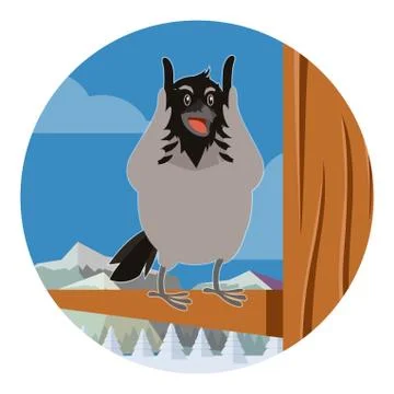 Happy Crow on the winter flat backgrownd Stock Illustration