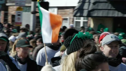 Happy Crowd Saint Patrick's Day Parade South Boston Stock-Footage 87429622